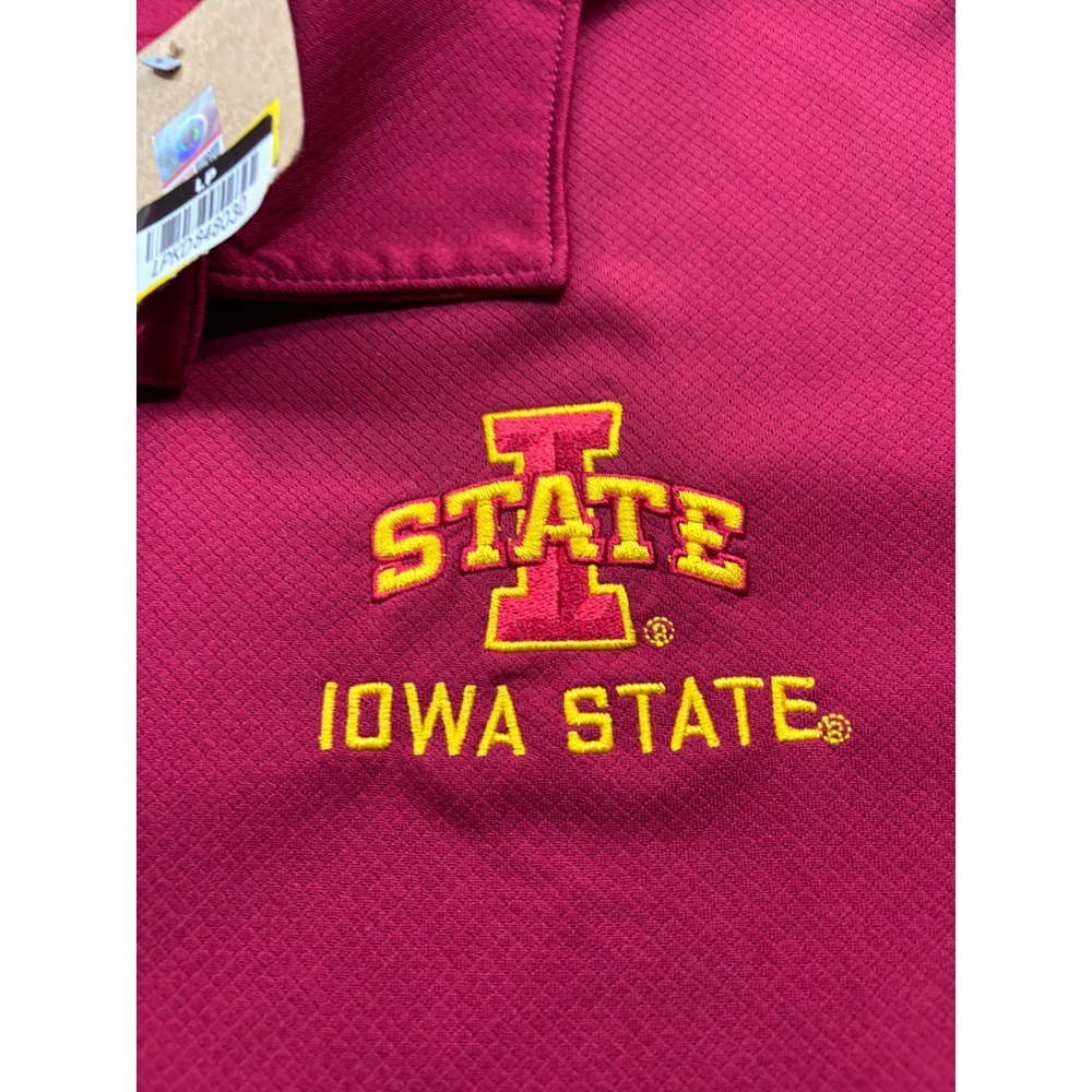 Iowa State Cyclones Mens Large Red Performance Mesh Polo Shirt Rivalry Threads - Picture 2 of 4